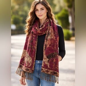 Pashmina Reversible Tiger Tapestry Pashmina Shawl Fringe Boho Wrap Jungle Scarf